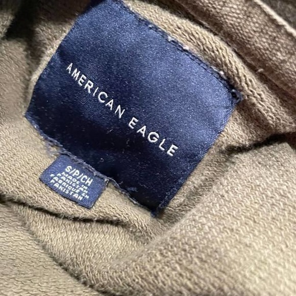 American Eagle Size S Mens Green Black Camouflage Hooded Pullover Jacket - Picture 5 of 10